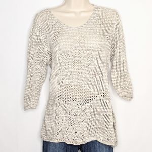 Jeanne Pierre loose knit sweater 3/4‎ sleeve sz XL
